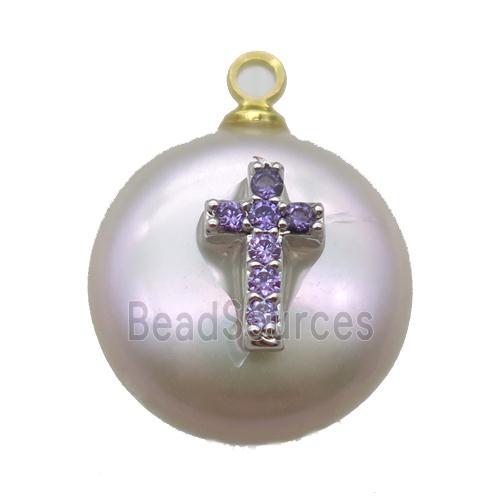 natural pearl pendant paved zircon