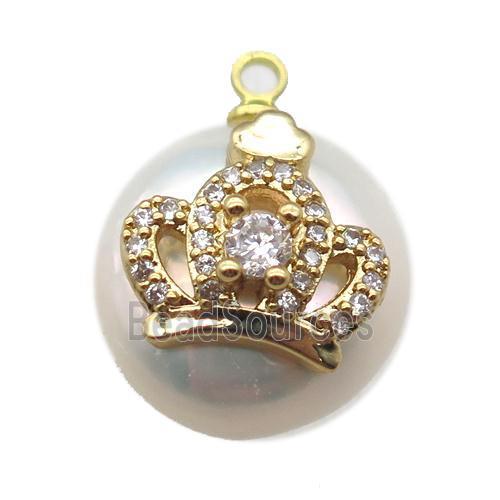 natural pearl pendant paved zircon