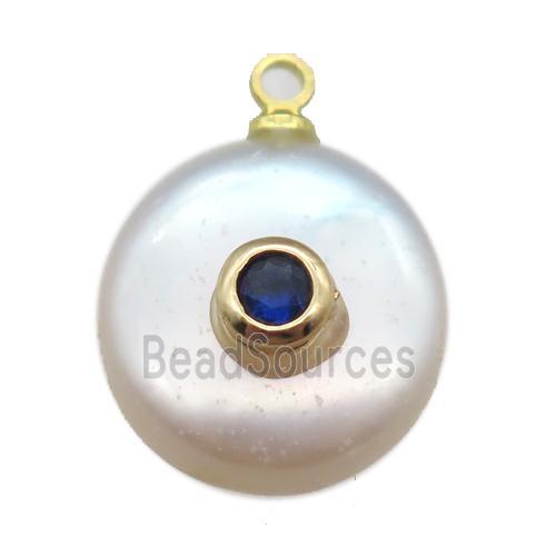 natural pearl pendant paved zircon