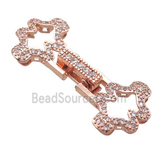 copper connector clasp paved zircon, rose gold