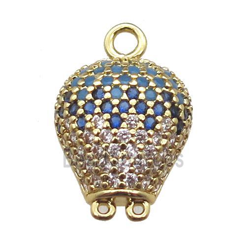 copper balloon pendant paved zircon, gold plated