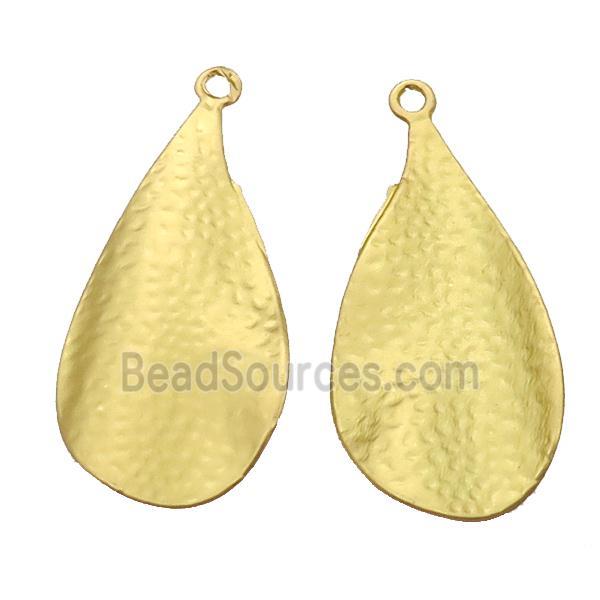 unfading copper leaf pendant, hammered, duck gold plated