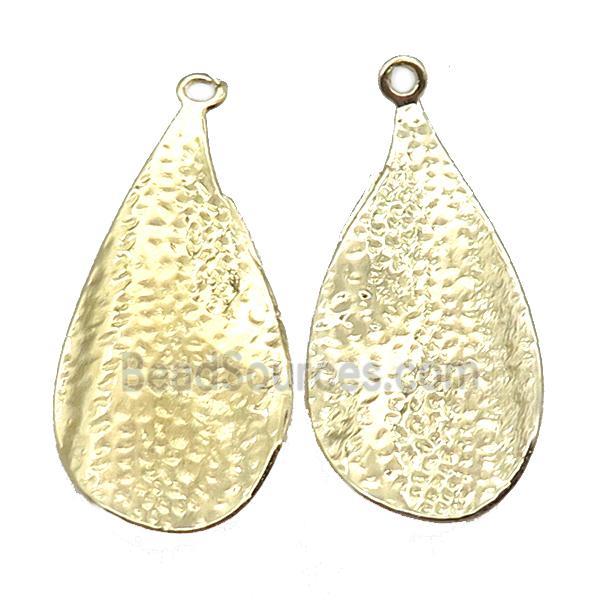 hammered copper leaf pendant, gold plated