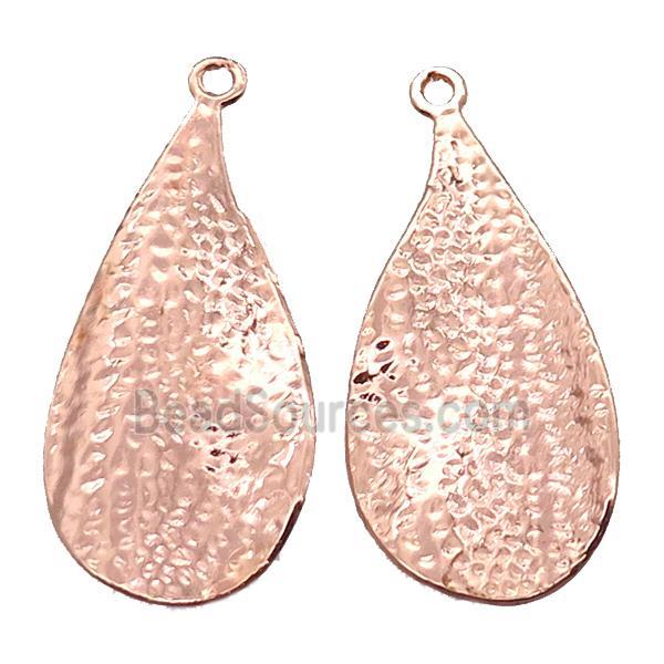 hammered copper leaf pendant, rose gold