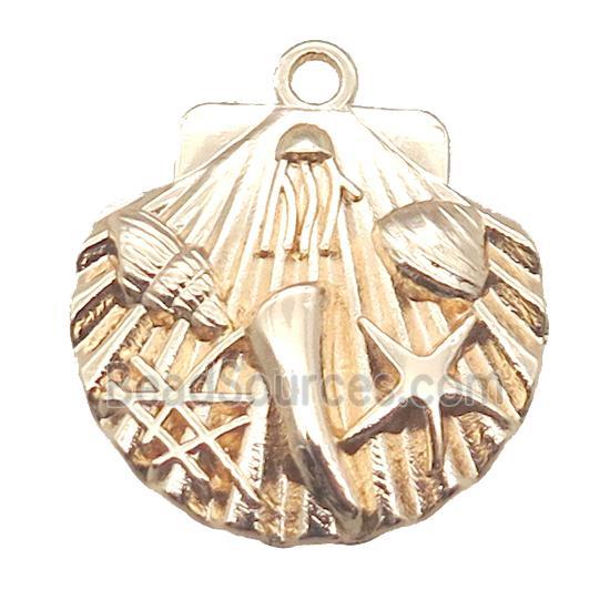 copper pendant, shelled, lt.gold plated