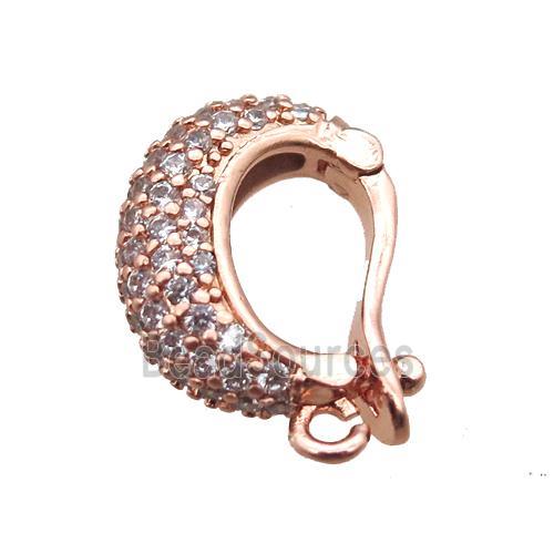 copper pendant bail paved zircon, rose gold