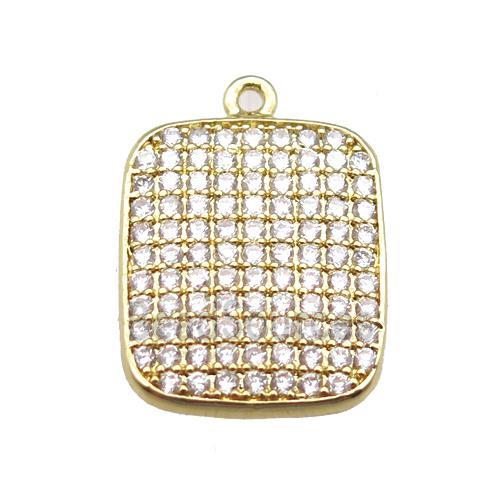 copper rectangle paved zircon, gold plated