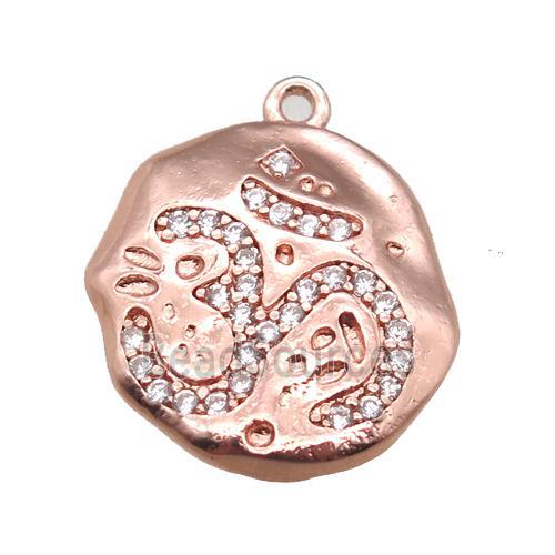 copper pendant paved zircon, rose gold