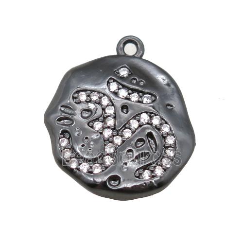 copper pendant paved zircon, black plated