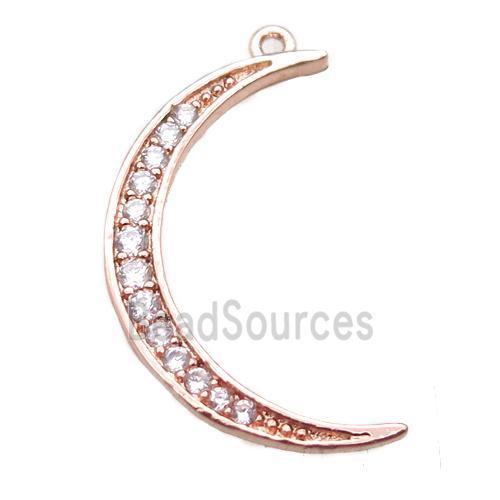 copper moon pendant paved zircon, rose gold