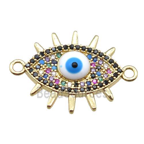 copper evil eye connector paved zircon, gold plated