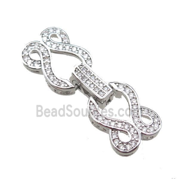 copper connector paved zircon, platinum plated