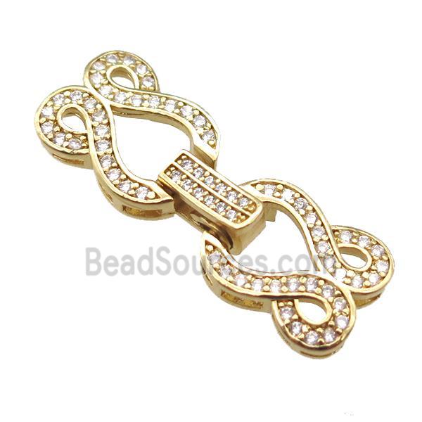 copper connector paved zircon, gold plated