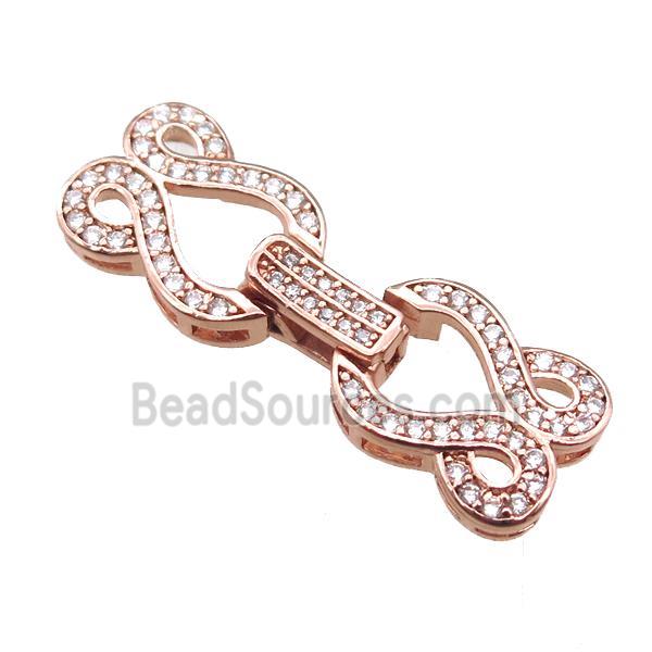 copper connector paved zircon, rose gold