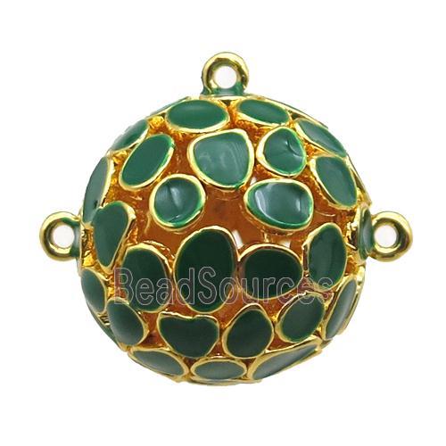 copper pendant bail, green Enameling, gold plated