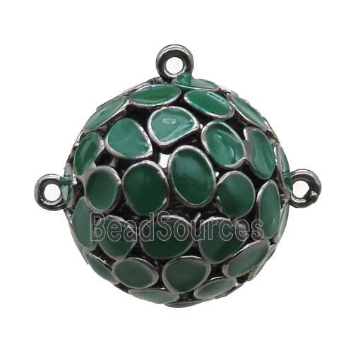 copper pendant bail, green Enameling, black plated