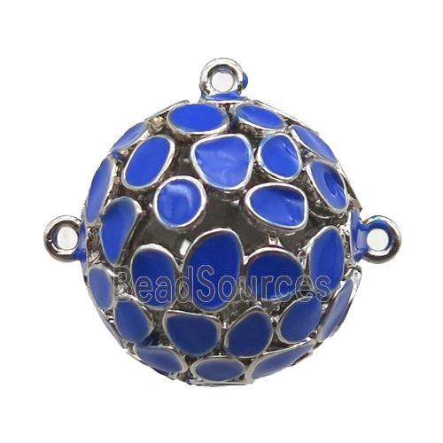 copper pendant bail, blue Enameling, platinum plated