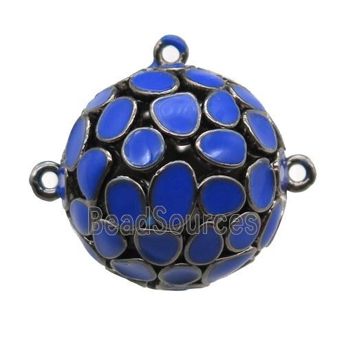 copper pendant bail, blue Enameling, black plated