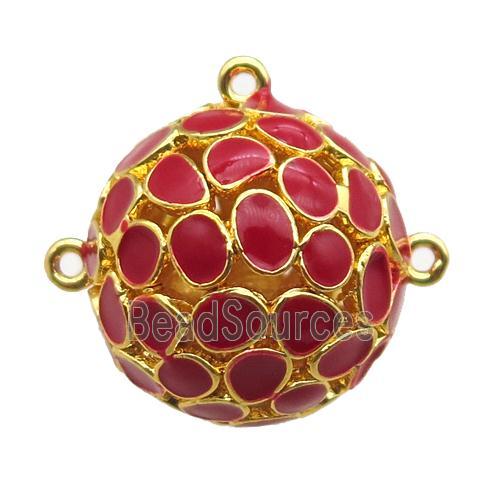 copper pendant bail, red Enameling, gold plated