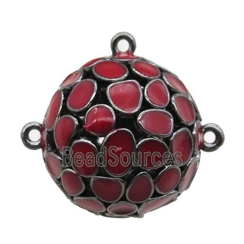 copper pendant bail, red Enameling, black plated