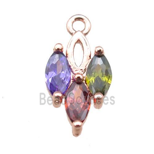 copper pendant paved zircon, rose gold