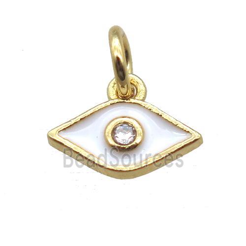 copper eye pendant paved zircon, white enameling, gold plated