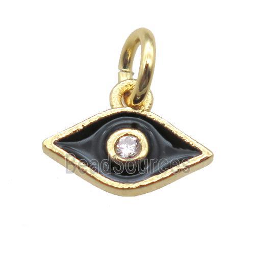 copper eye pendant paved zircon, black enameling, gold plated