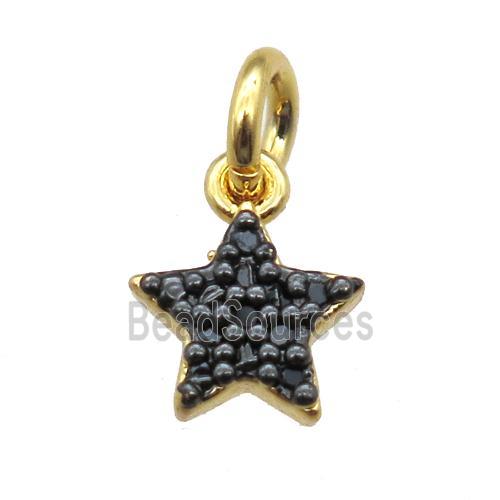 copper star pendant paved zircon, gold plated