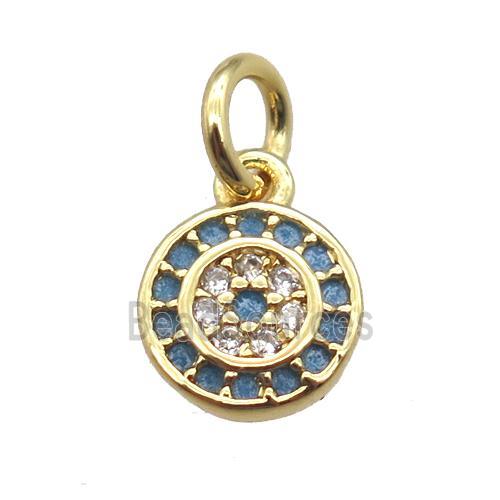 copper circle pendant paved zircon, gold plated