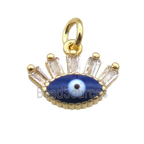 copper eye pendant paved zircon, gold plated