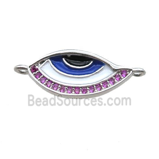 copper eye connector paved zircon, platinum plated