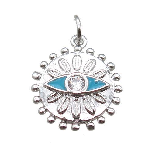 copper eye pendant paved zircon, platinum plated