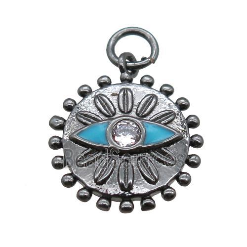 copper eye pendant paved zircon, black plated