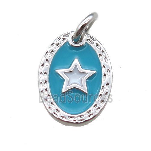 copper oval star connector, enameling, platinum plated