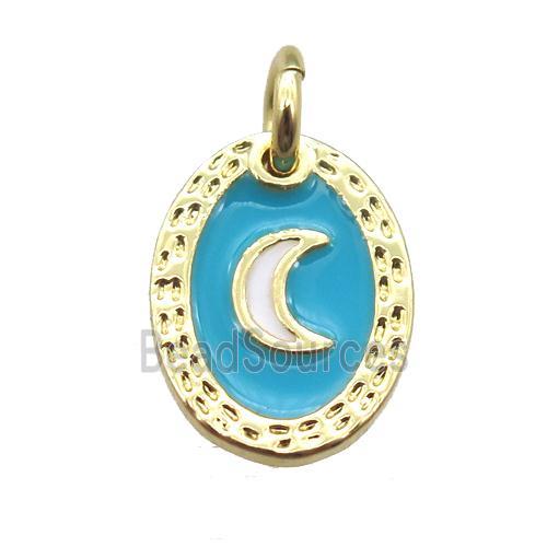 copper oval moon connector, enameling, gold plated