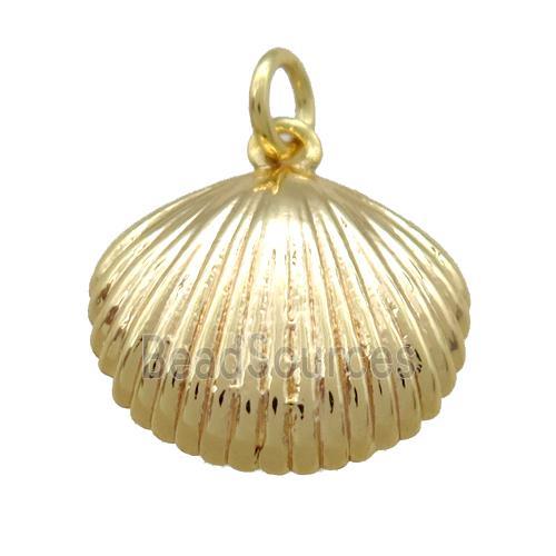 copper quahog pendant, gold plated