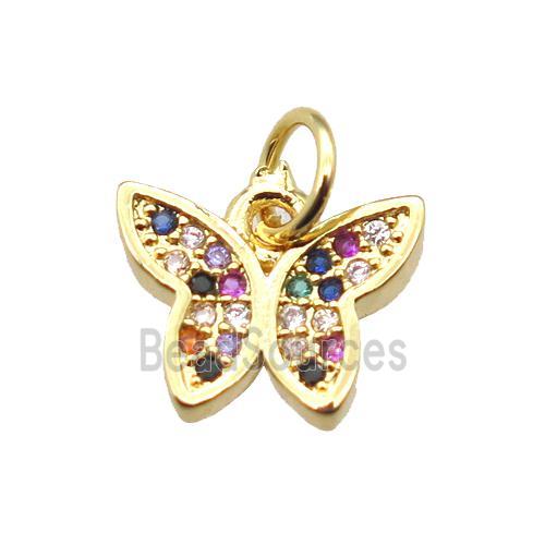 copper butterfly pendant paved zircon, gold plated