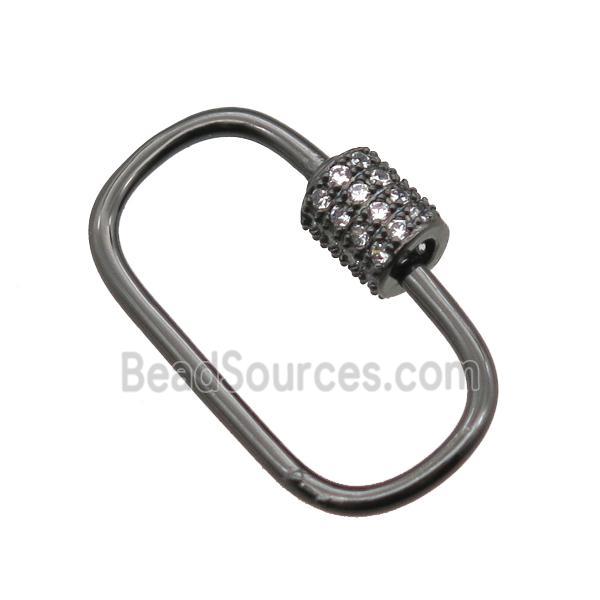 copper carabiner lock pendant paved zircon, black plated