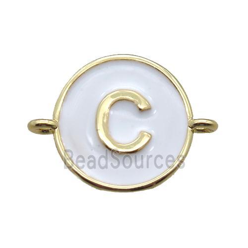 white enameling copper letter-C connector, gold plated