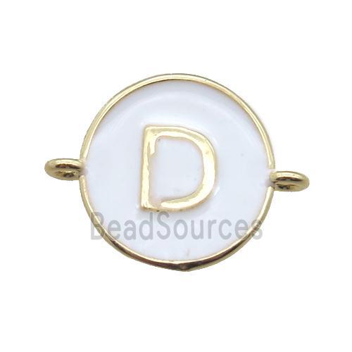 white enameling copper letter-D connector, gold plated