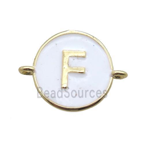 white enameling copper letter-F connector, gold plated