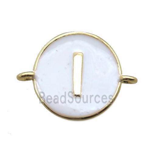 white enameling copper letter-I connector, gold plated