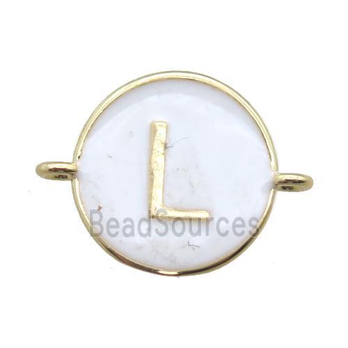 white enameling copper letter-L connector, gold plated