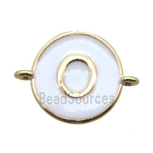 white enameling copper letter-O connector, gold plated