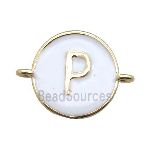 white enameling copper letter-P connector, gold plated