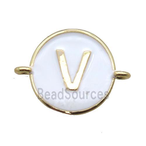 white enameling copper letter-V connector, gold plated