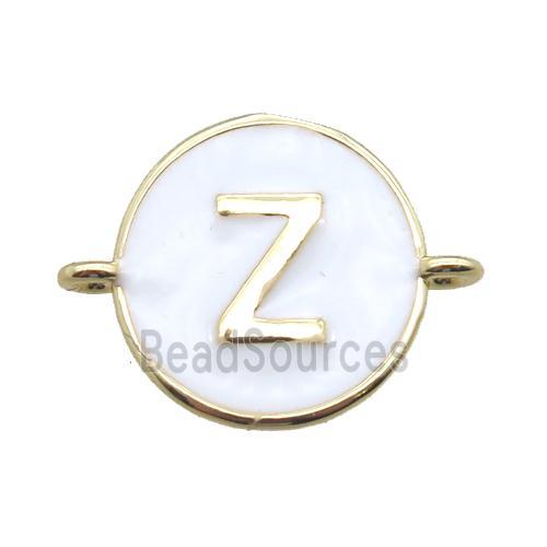 white enameling copper letter-Z connector, gold plated