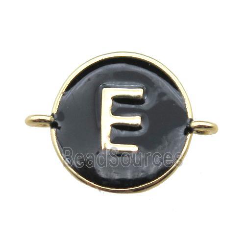 black enameling copper letter-E connector, gold plated