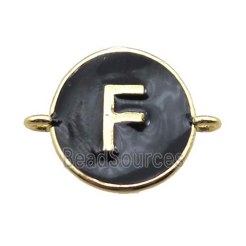 black enameling copper letter-F connector, gold plated