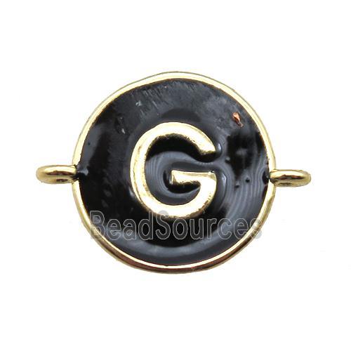 black enameling copper letter-G connector, gold plated